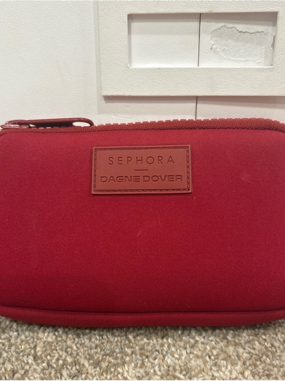 Dagne Dover x Sephora Red Neoprene Cosmetic Pouch
